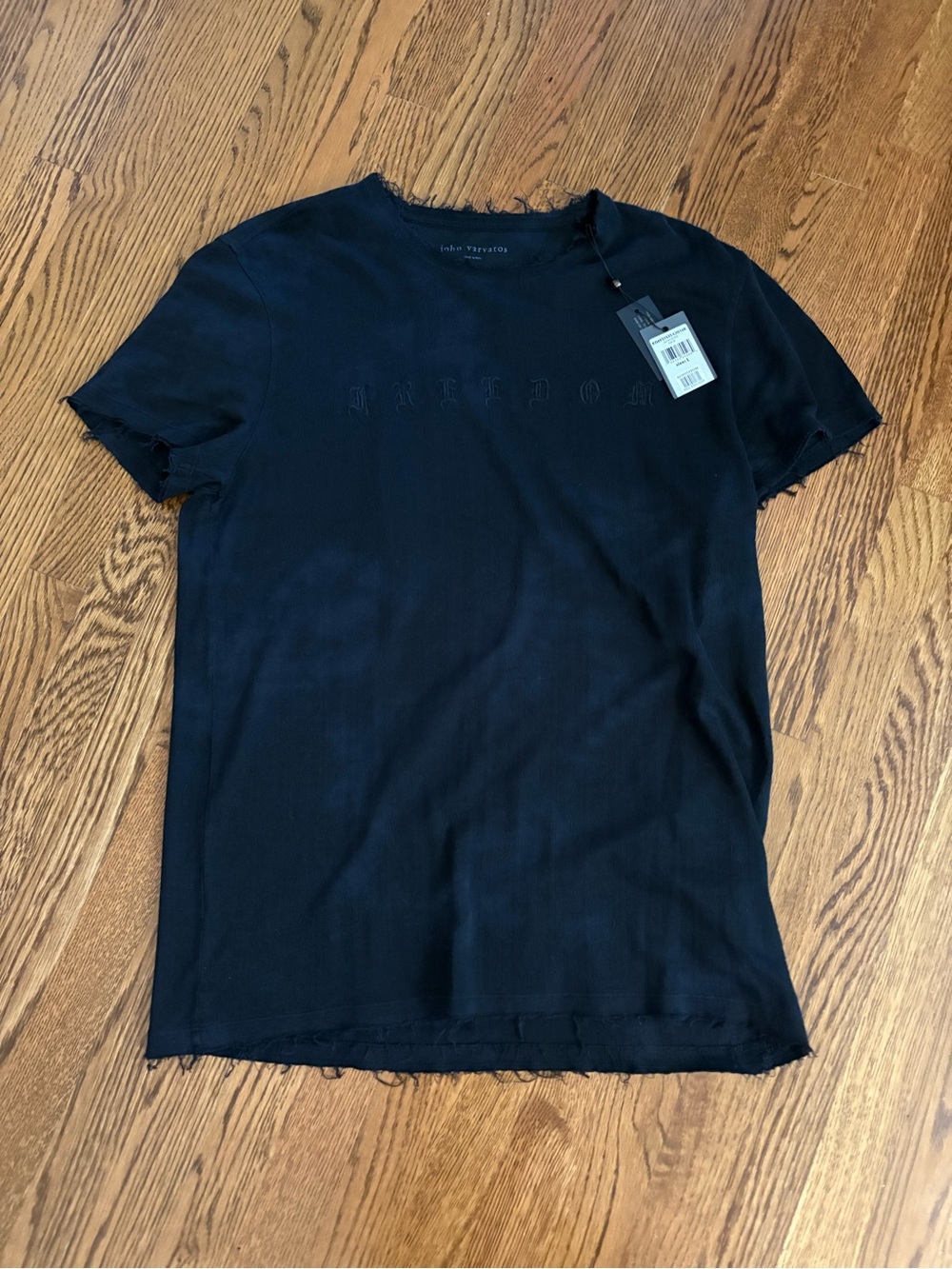 John Varvatos Black Distressed Short-Sleeve Crew Tee